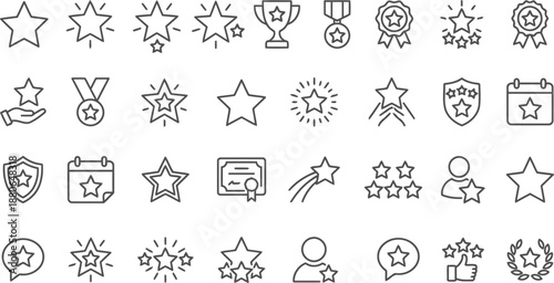 Stars, Trophies, Medals and Certificate Icons: An extensive array of icons featuring stars, trophies, medals, certificates, and more. Capturing the essence of achievements, rewards, and recognition