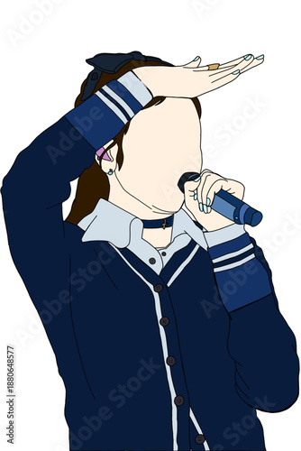 Illustration vector of Kpop fashion stage. idols of Koreans performing. K-pop female fashion idol. female singer who is singing wearing beautiful clothes