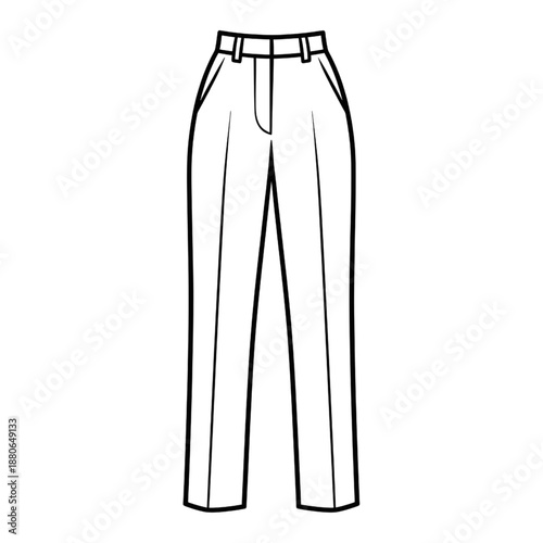 women high waisted formal trousers icon – classic office dress pants vector illustration – elegant fashion apparel line art – slim fit female slacks outline graphic – clothing design element