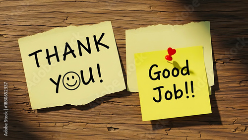 Appreciative notes on wooden surface