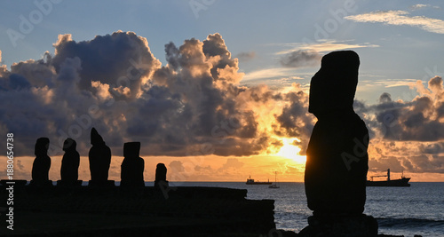 easter island sunset