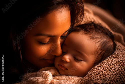 mother, baby, love, connection, warmth, moment, sleep, blanket, light, closeness, family, tenderness, comfort, evening, care, affection, parenting, joy, health, life, innocence, nurturing, embrace, re