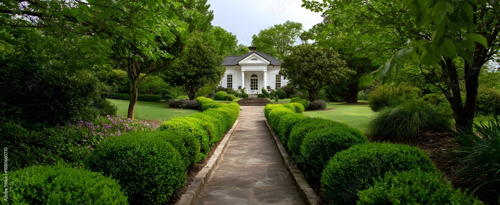 Obraz premium The historic estate is a timeless jewel with manicured gardens and classic architecture.