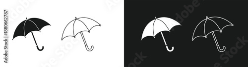 Umbrella shadows silhouette protection from rain, Umbrella logo vector icon template Illustration design