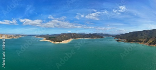 Aerial footage of Lake Eildon Bonnie Doon Victoria Australia
