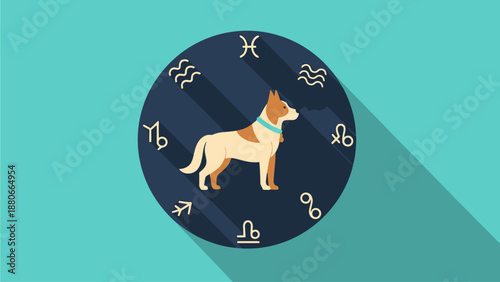 Cartoon Dog with Astrological Symbols