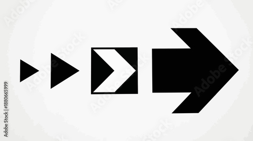 Abstract vector illustration showing a progression of media control icons from play to fast-forward, symbolizing digital playback and content progression.