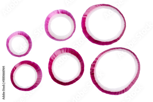 Wallpaper Mural Sliced red onion rings isolated on white background. Top view Torontodigital.ca