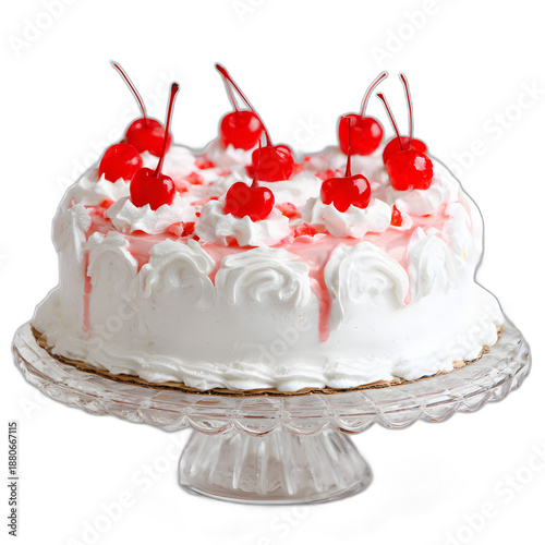 Delicious Cherry Topped Cream Dessert Delight Cake