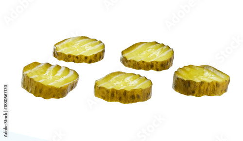 Wallpaper Mural sliced marinated gherkins isolated on a white background. Torontodigital.ca