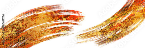 金色で波紋をブラシストロークを描いたお正月背景風横長透過背景