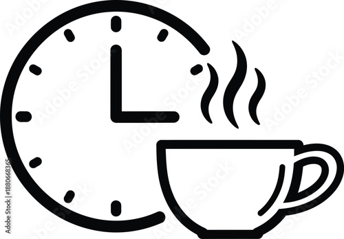 Coffee break time icon illustrating a refreshing pause in a busy schedule