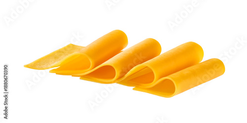 Wallpaper Mural cheddar cheese cut into slices isolated on a white background. Torontodigital.ca