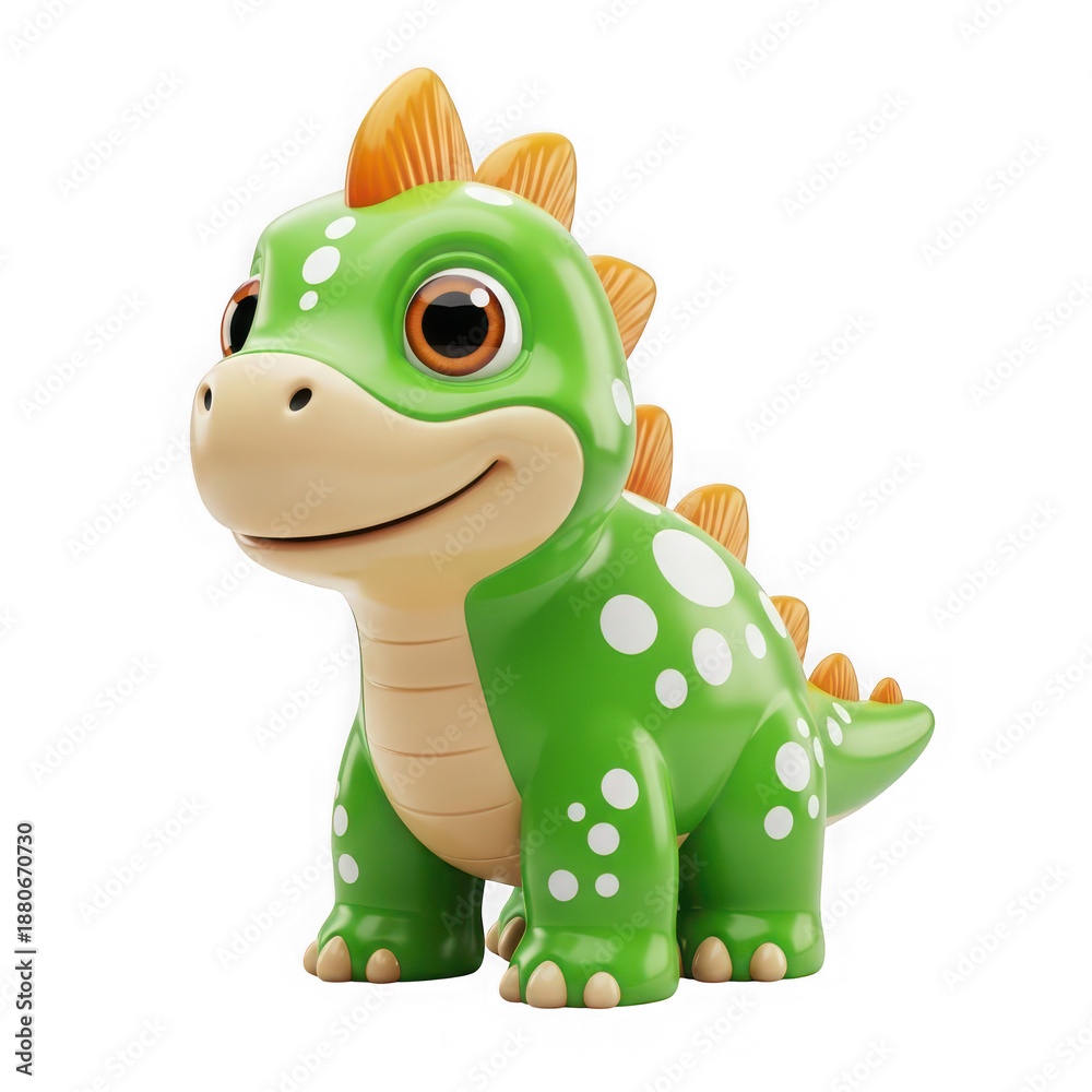 Obraz premium Adorable green dinosaur toy with polka dots and spikes
