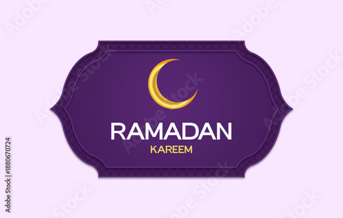 Purple and gold ramadan kareem label