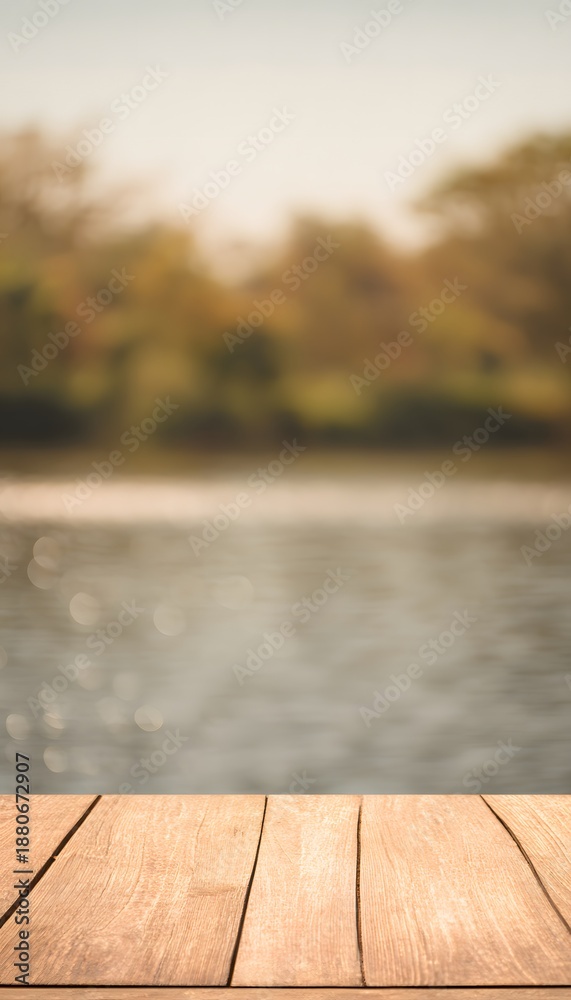 Fototapeta premium Tranquil lakeside pier scene evokes calm serenity a peaceful escape from everyday life