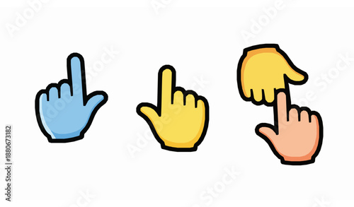 Cartoon hand cursor click icon set vector illustration