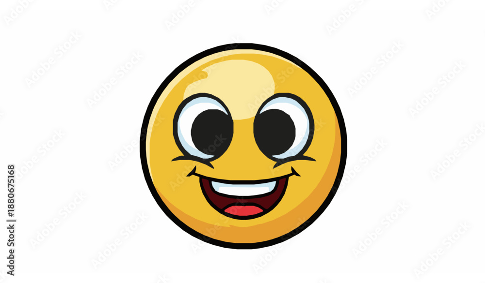 Fototapeta premium Cute cartoon smile face icon vector illustration