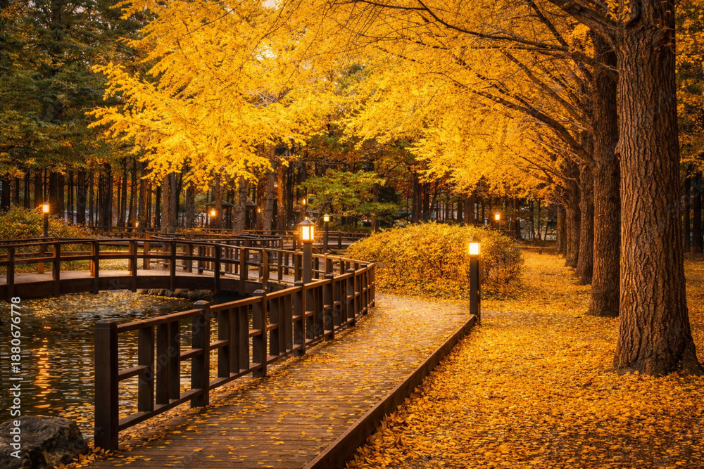 Naklejka premium autumn in the park
