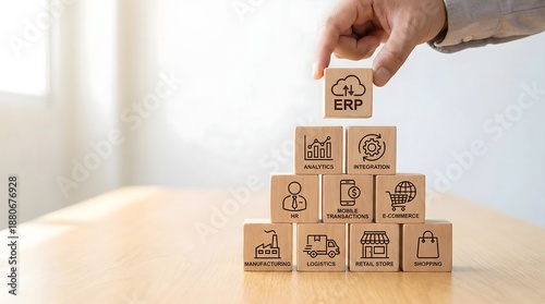 erp system blocks stacked high