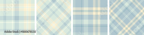 Seamless plaid and check pattern set. tartan checkered fabric fashion texture background.