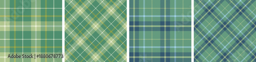 Seamless plaid and check pattern set. tartan checkered fabric fashion texture background.