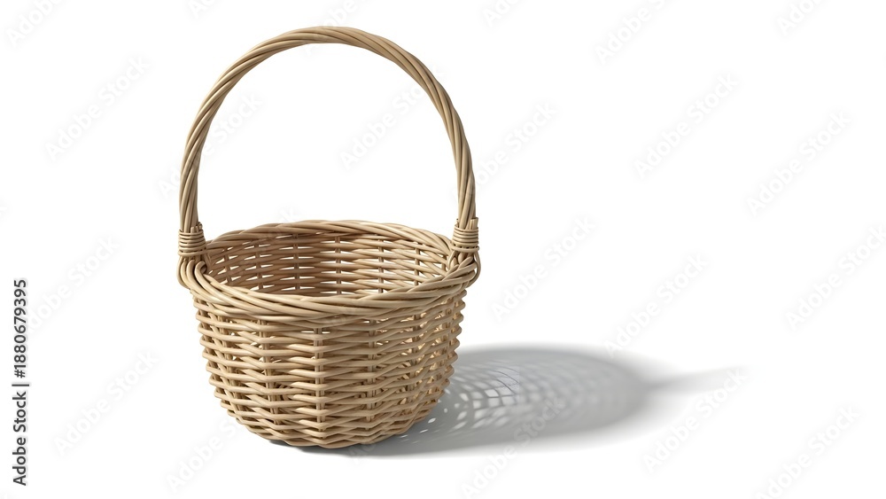 Obraz premium A small empty wicker basket with a handle
