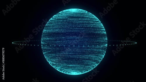 Abstract blue sphere with connecting dots and lines. Wireframe technology sphere. Big data visualization. 3d rendering.