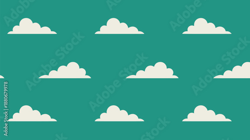 White clouds on teal background for design and decoration