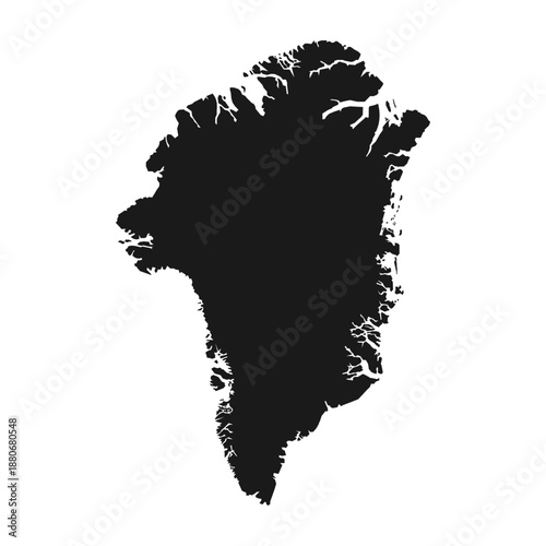 Greenland Black Silhouette Map Vector Isolated on White Background