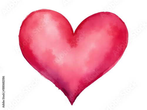 A beautiful watercolor illustration of a red heart against a pure white background