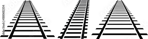railway train track icon set, railway track illustration, railroad isolated on white background.