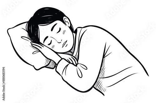 A peaceful young person sleeping soundly on a pillow with eyes closed, depicting essential rest and relaxation for health and wellness related content.
