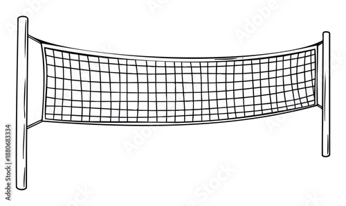 Graphic representation of a classic volleyball net and poles, ideal for creating engaging visuals for fitness campaigns, game day announcements, or educational materials about sports.