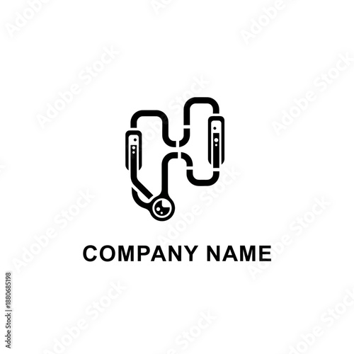 Modern Medical Stethoscope Logo Design.