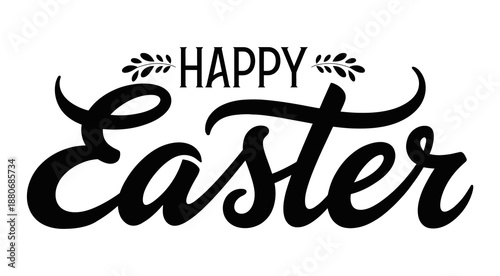 happy Easter Hand drawn calligraphy and brush pen lettering. design for holiday greeting card ,banner , poster isolated over white background.