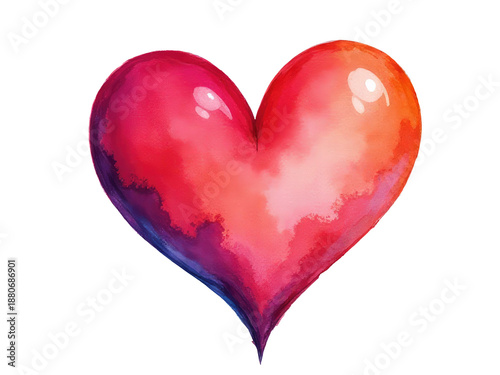 A delicate watercolor painting of a heart on a white background, suitable for romantic or celebratory occasions