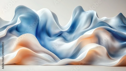 Minimalist abstract blue wavy background with elegant lines, soft lighting in white and dark gray for banner and digital design