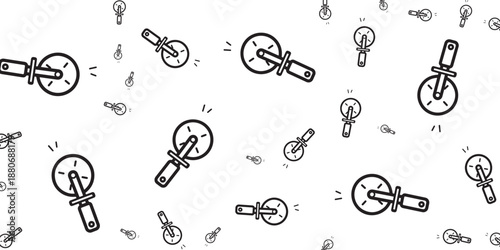 Pizza Cutter Pattern Background Design Illustration with Lightbulb Icons