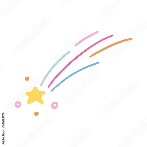 Colorful Shooting Star with Rainbow Trail