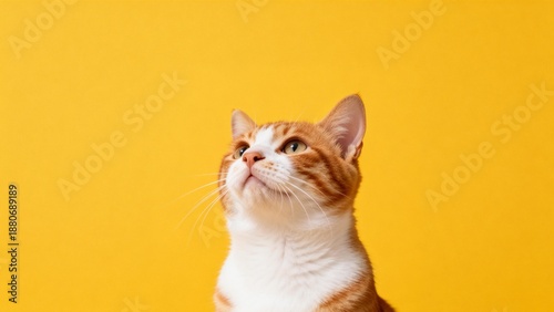 Wallpaper Mural Orange and white cat on yellow background Torontodigital.ca