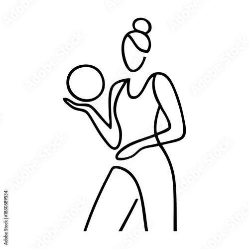 Dibujo sencillo con línea única de secuencia de acción deportiva con jugadora de voleibol