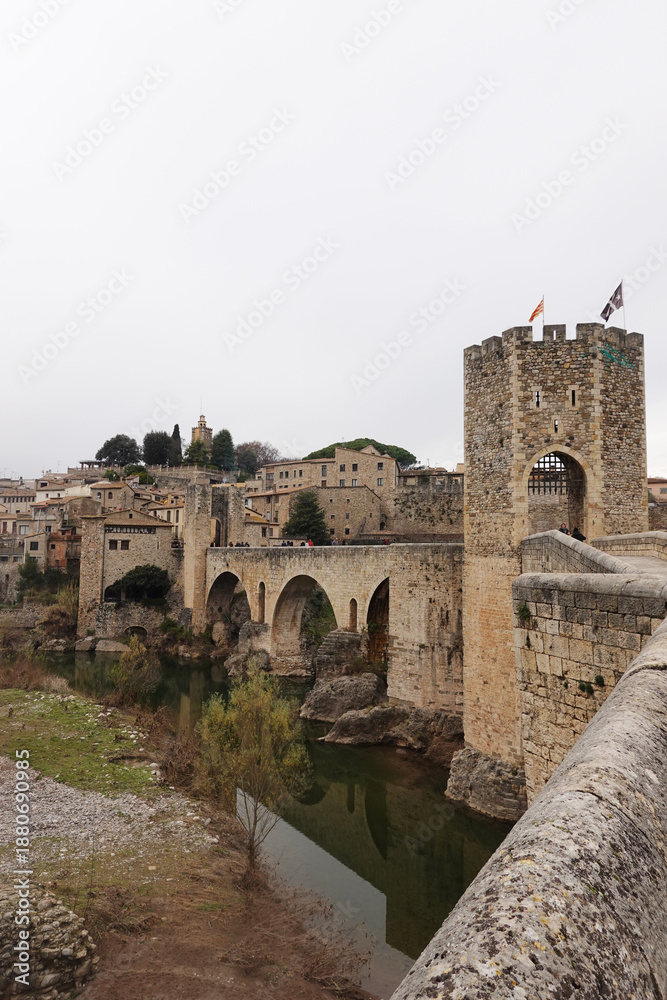 Fototapeta premium The old bridge in Besalu village, Catalunya, Spain