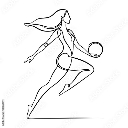 Dibujo sencillo con línea única de secuencia de acción deportiva con jugadora de voleibol