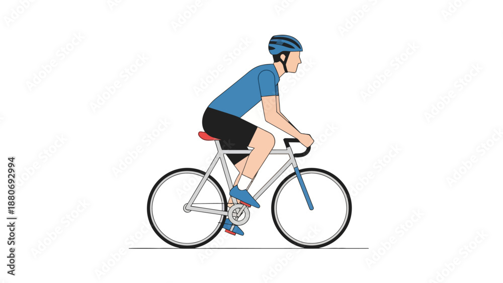 Fototapeta premium Person on bicycle wearing a helmet and cycling attire