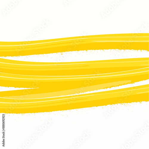 Yellow long horizontal spray paint lines and bold brush strokes for urban street art poster design. Hand drawn vector aerosol texture, stencil spray paint wavy and straight lines.