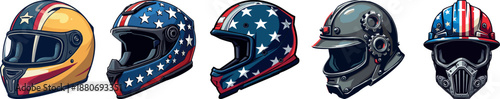 Assorted Helmets with Patriotic Designs motorcycle