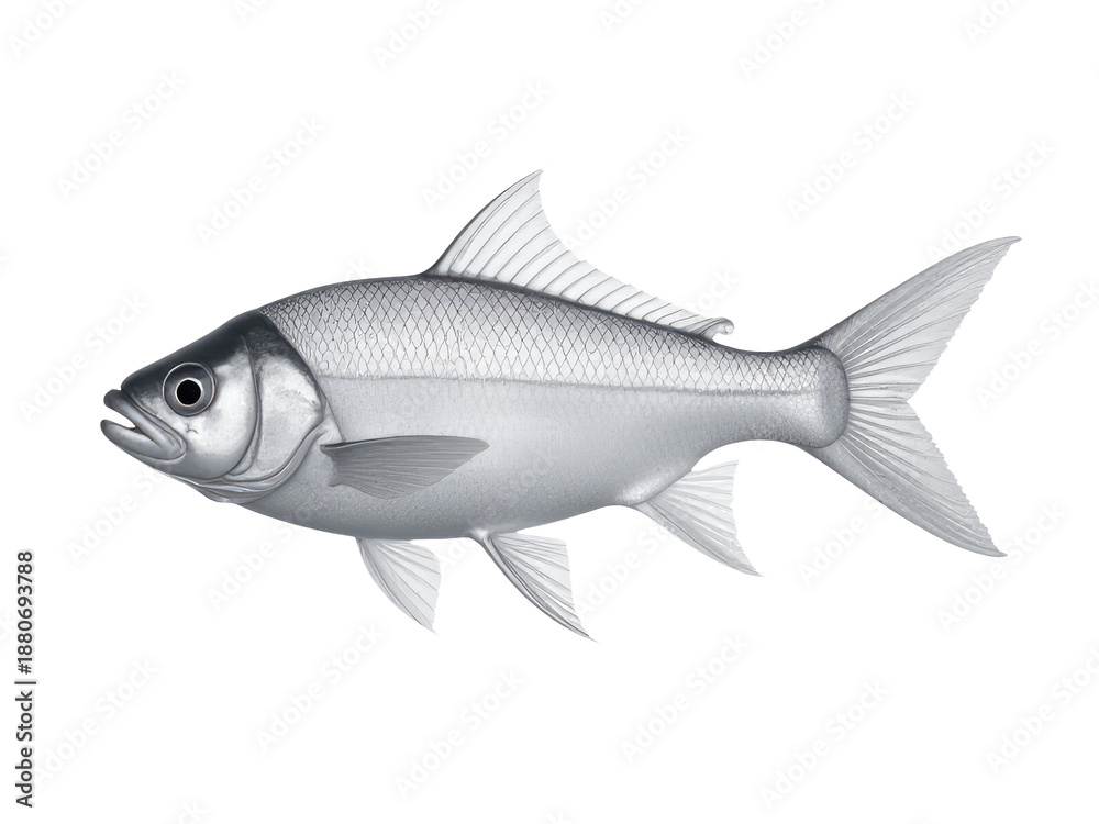 Obraz premium A simple illustration of a fish on a plain white background, great for use in educational materials or as a design element