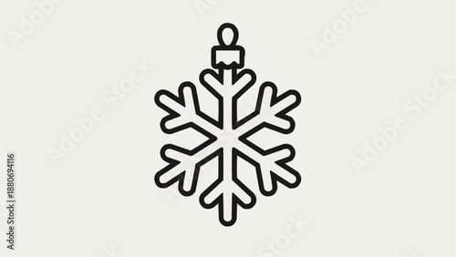 Simple Snowflake Christmas Ornament Icon Line Art.