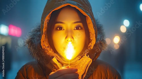 Two hands holding sparklers against blurry dark night sky with bokeh lights, depth of field for celebration and romance